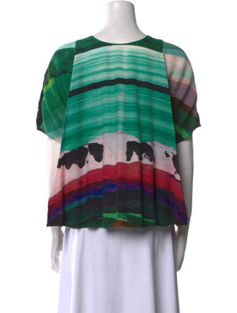 Issey Miyake Printed Scoop Neck T-Shirt