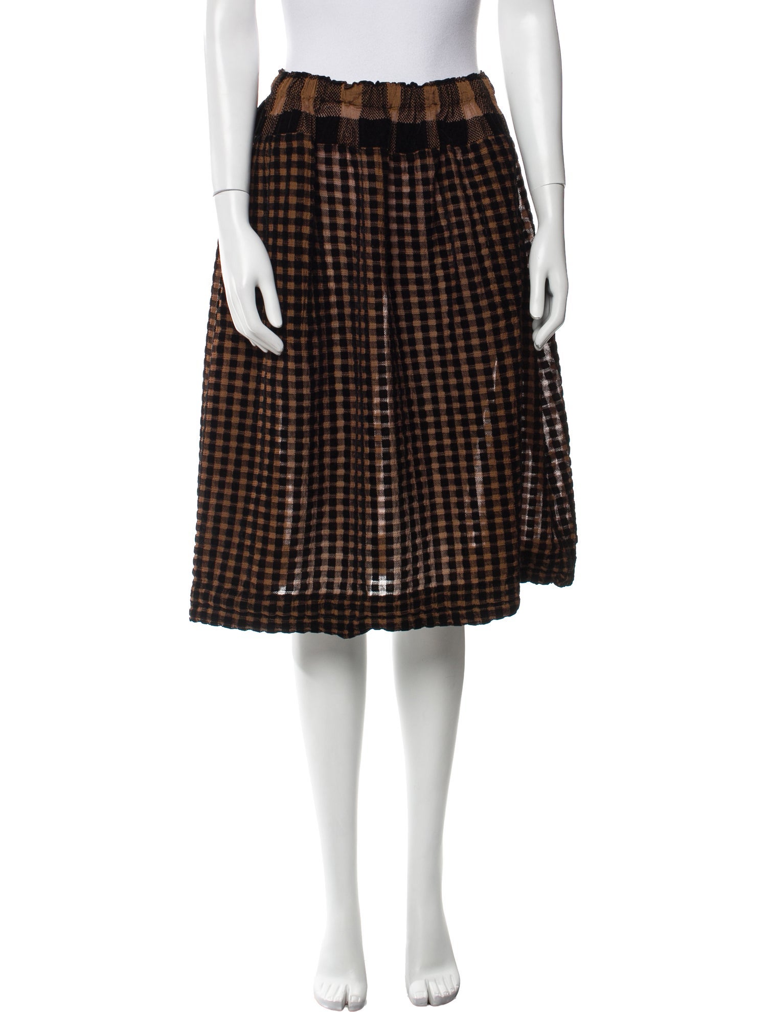 Issey Miyake Plaid Print Knee-Length Skirt