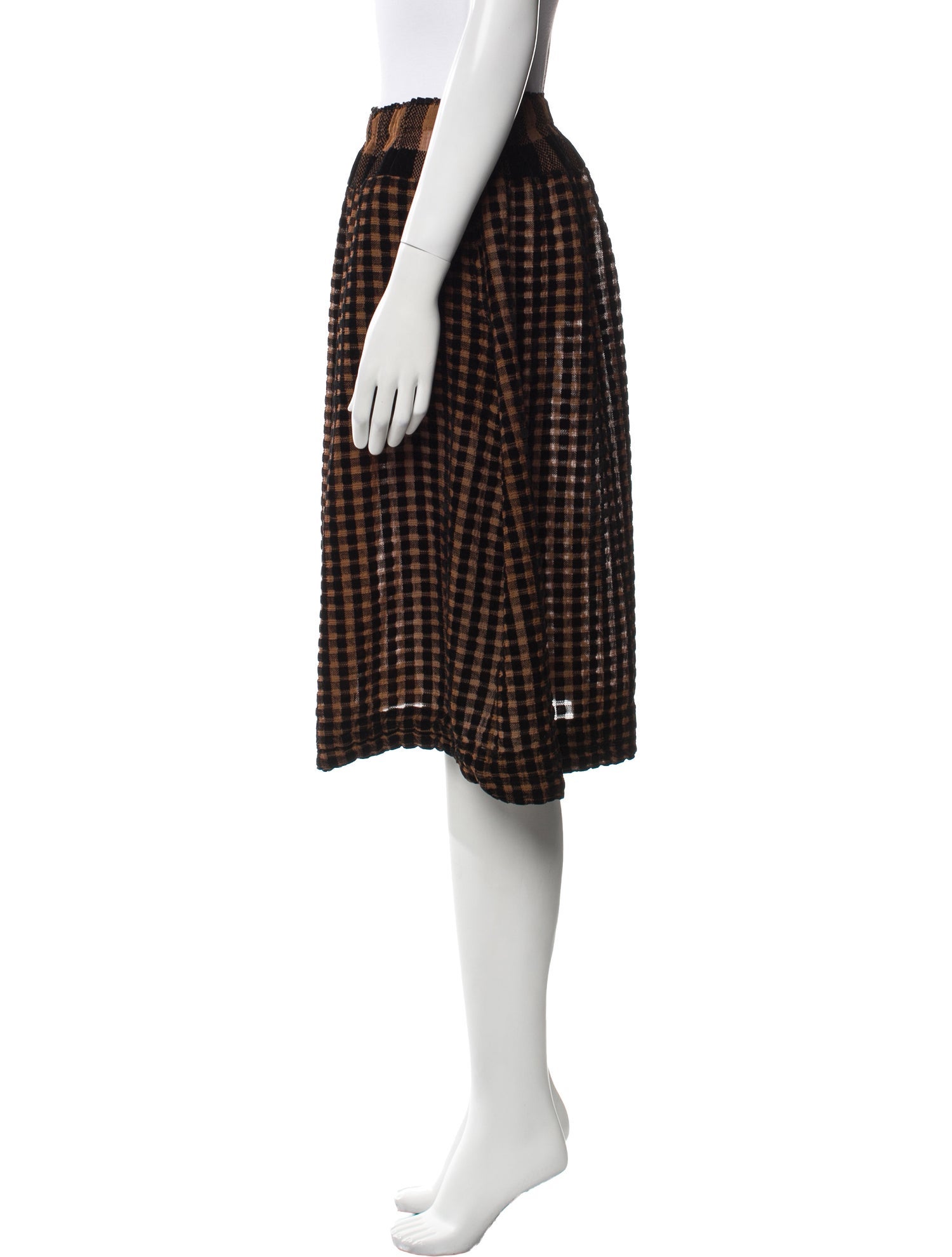 Issey Miyake Plaid Print Knee-Length Skirt