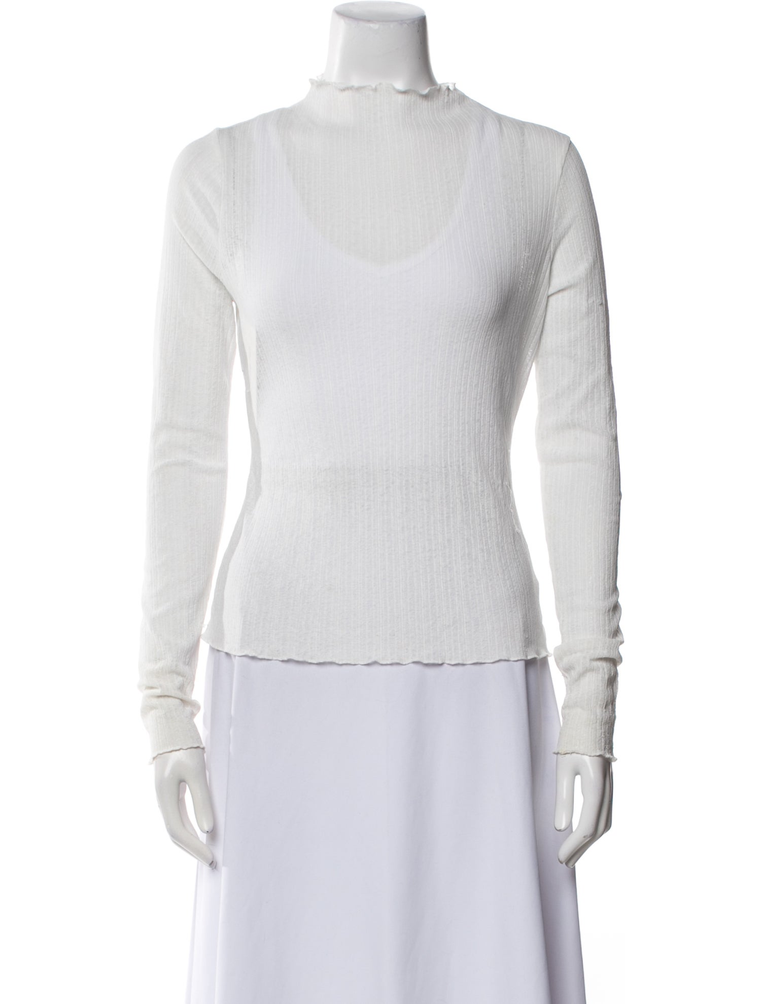 Issey Miyake Mock Neck Long Sleeve Top