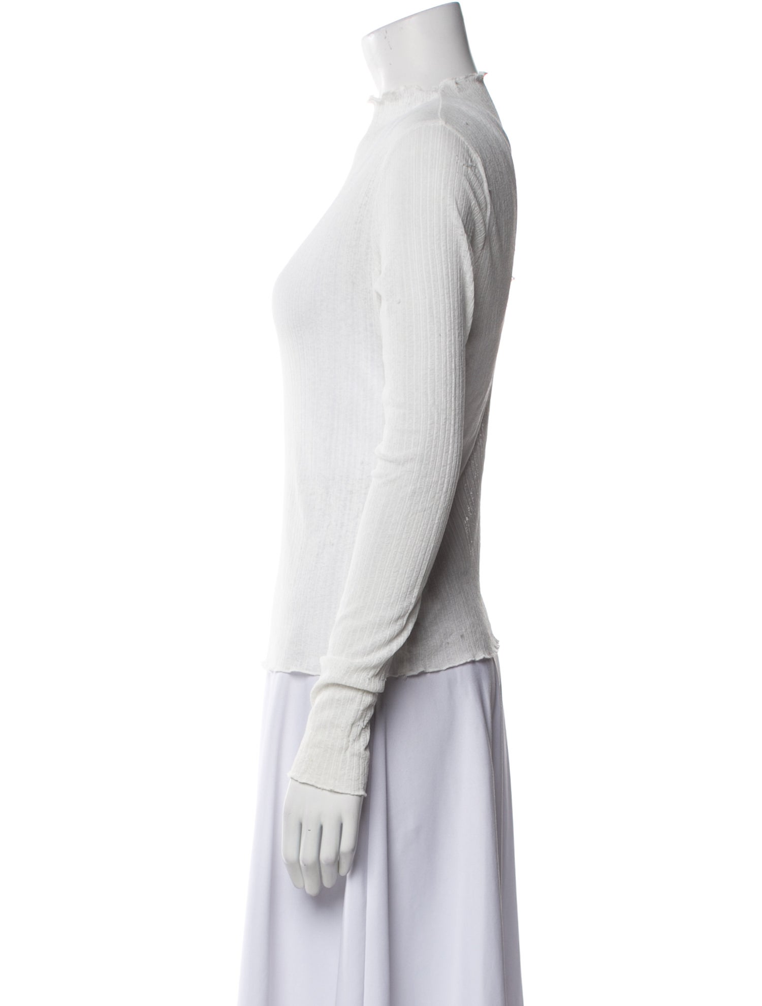 Issey Miyake Mock Neck Long Sleeve Top