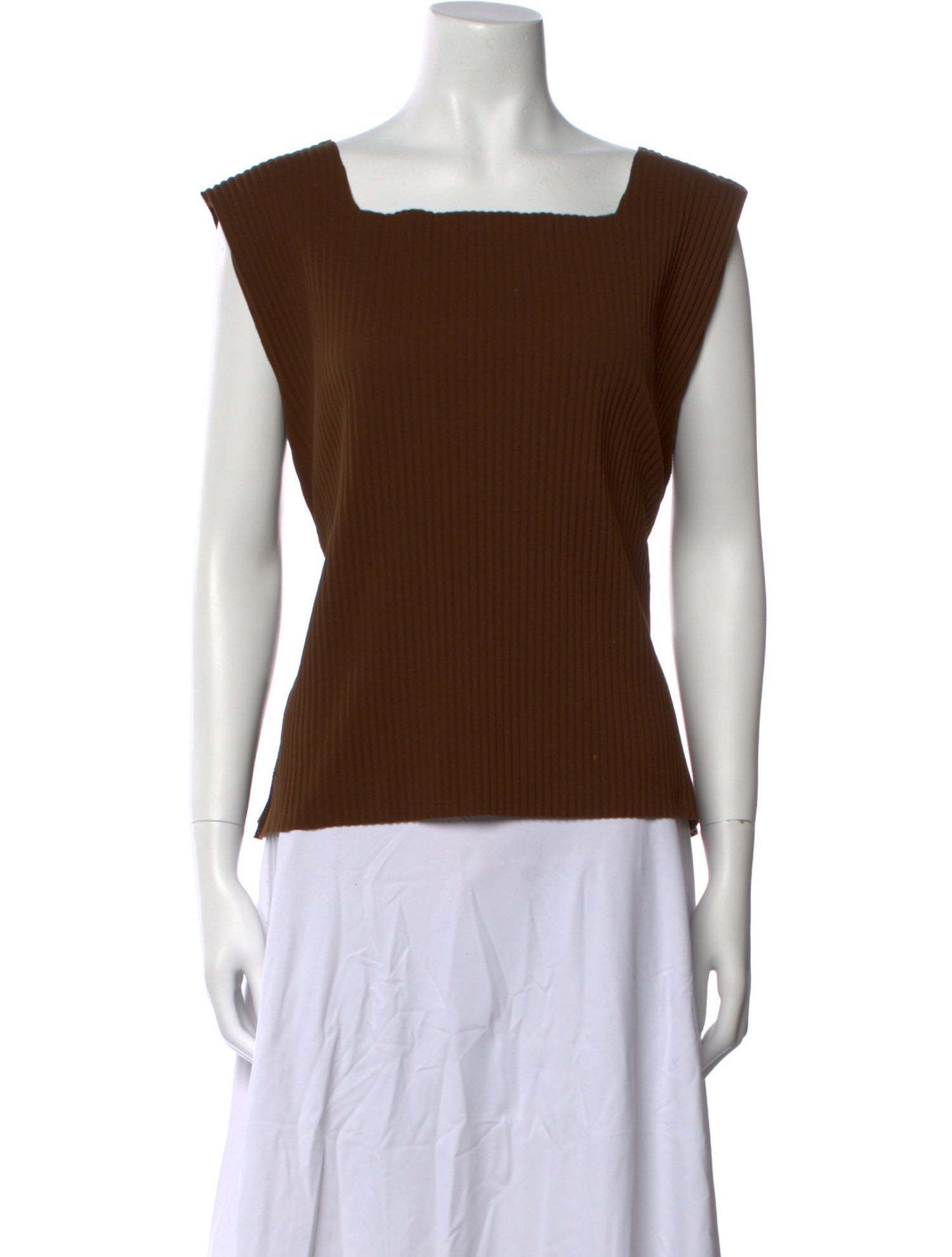 Issey Miyake Square Neckline Sleeveless Top