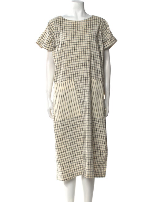 Issey Miyake Plaid Print Midi Length Dress