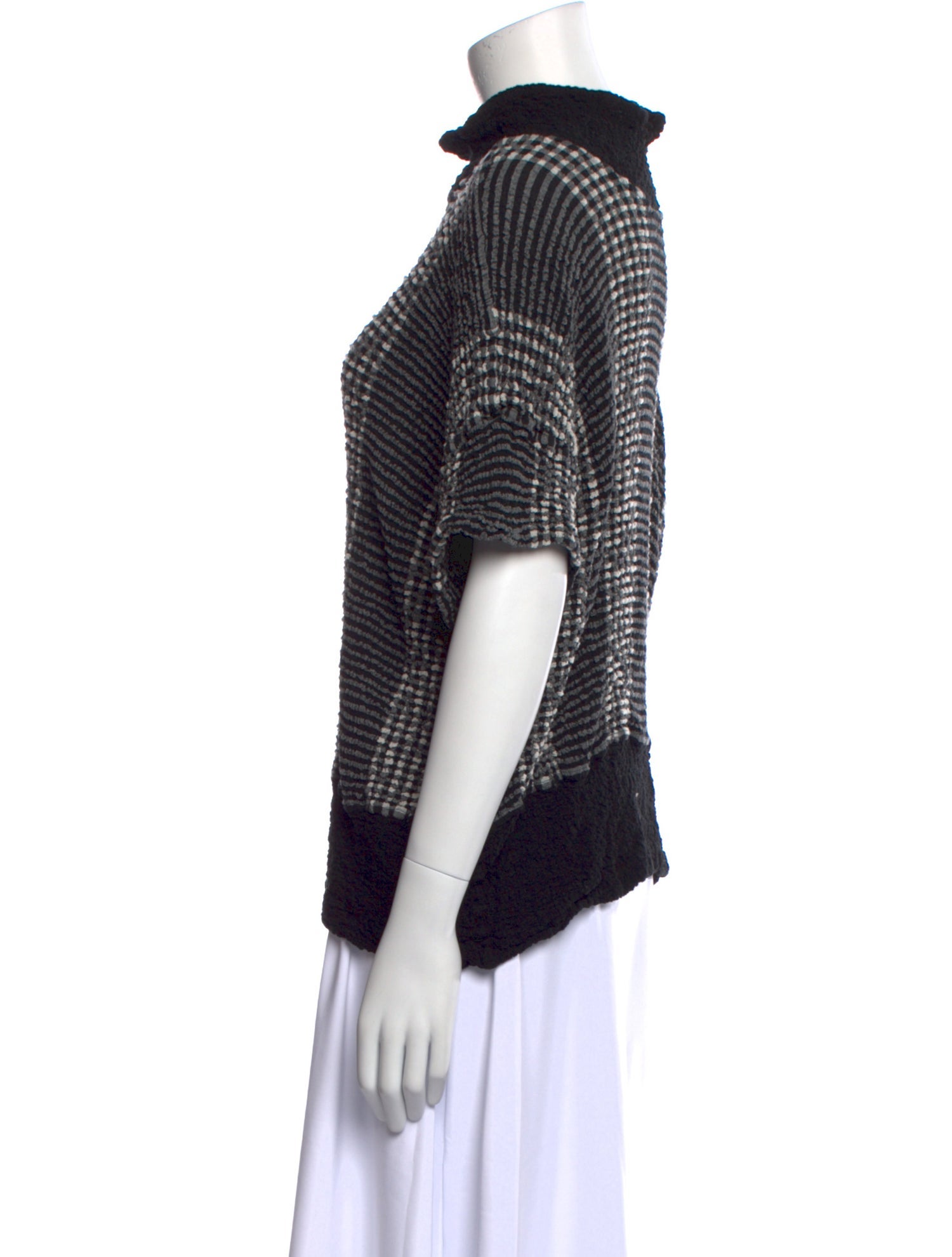 Issey Miyake Striped Mock Neck Sweatshirt