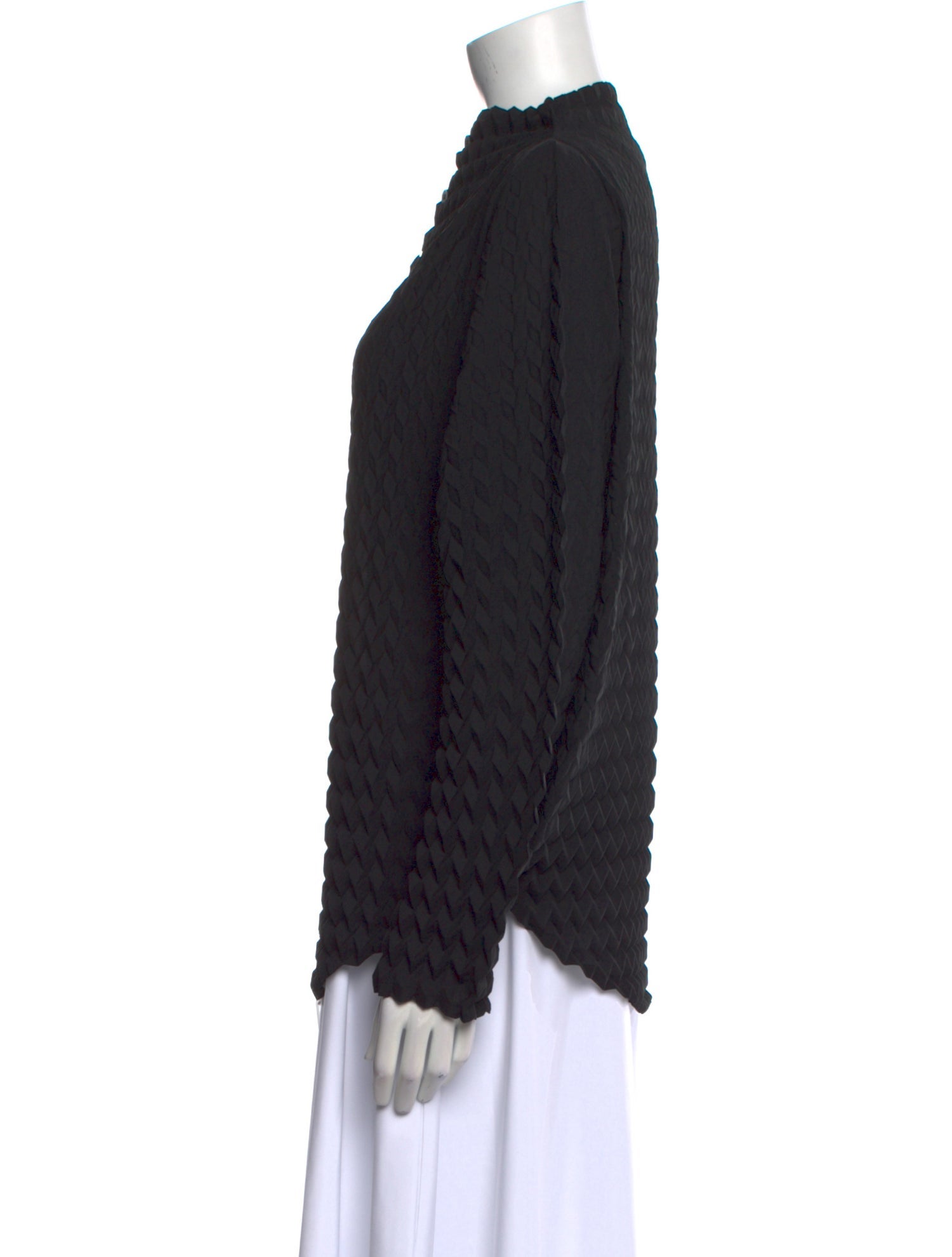 Issey Miyake Mock Neck Long Sleeve Blouse