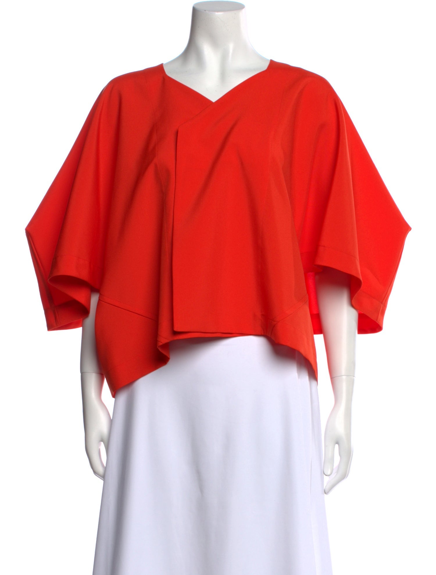 Issey Miyake V-Neck Three-Quarter Sleeve Crop Top