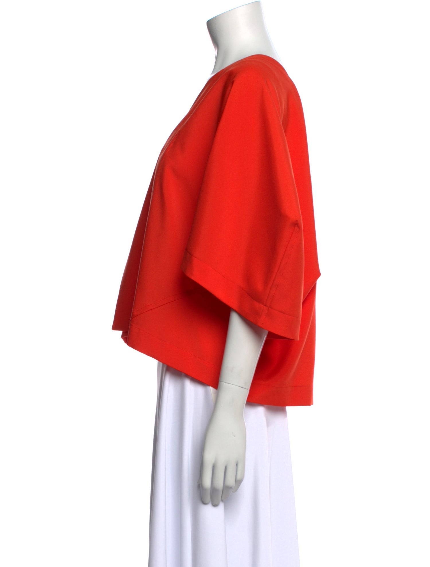 Issey Miyake V-Neck Three-Quarter Sleeve Crop Top