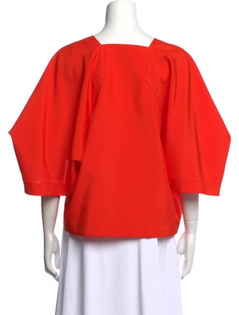 Issey Miyake V-Neck Three-Quarter Sleeve Crop Top