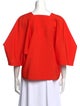 Issey Miyake V-Neck Three-Quarter Sleeve Crop Top