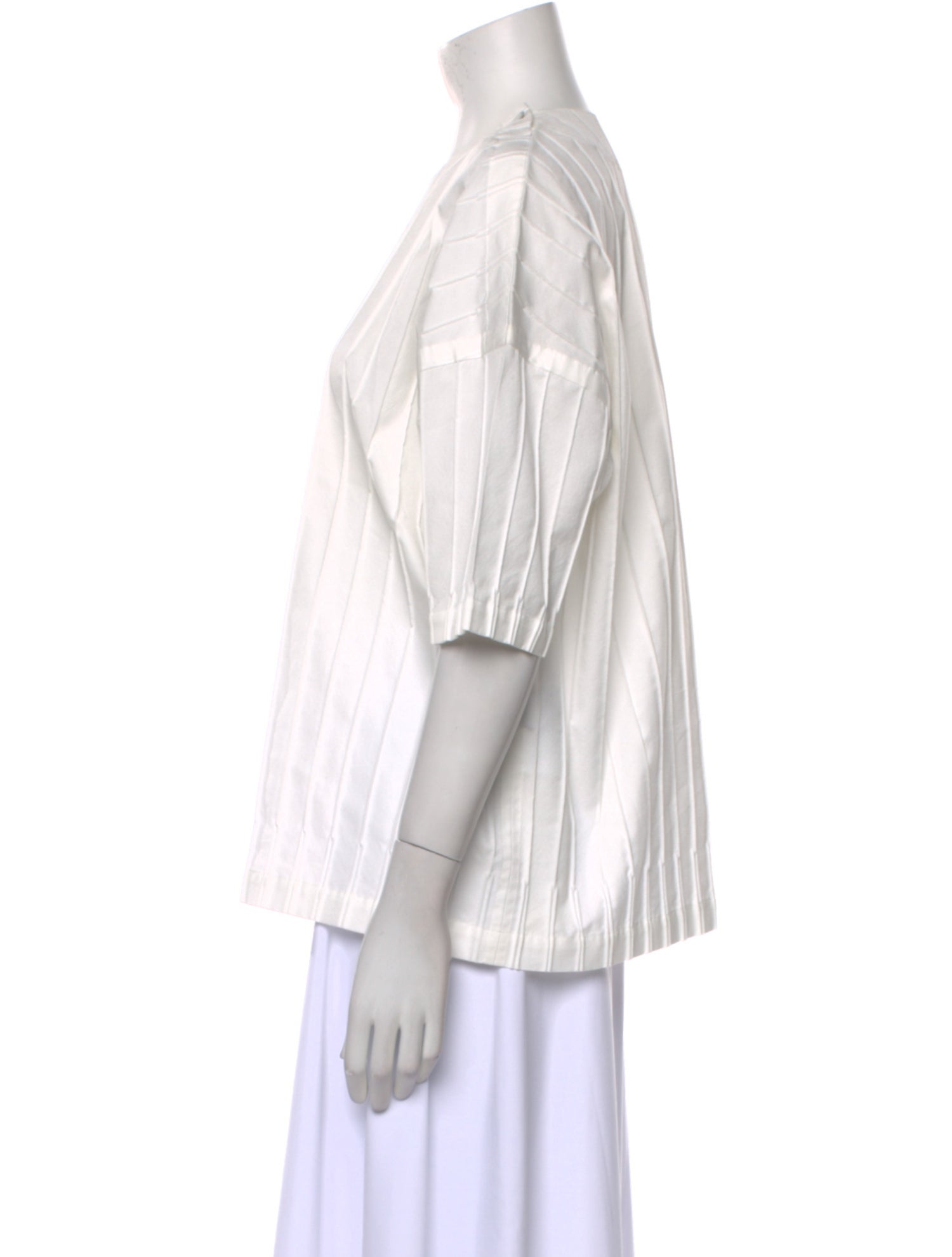 Issey Miyake Striped Crew Neck Blouse