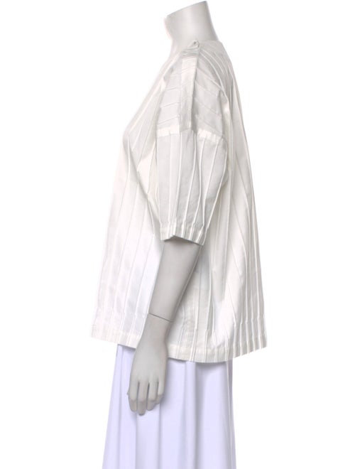 Issey Miyake Striped Crew Neck Blouse