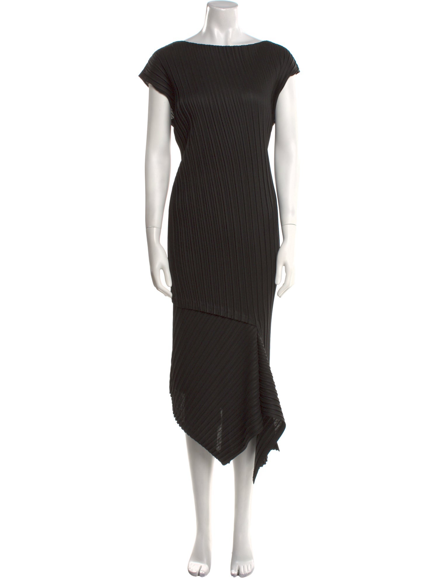 Issey Miyake Bateau Neckline Midi Length Dress