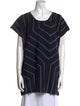 Issey Miyake Striped Scoop Neck Tunic