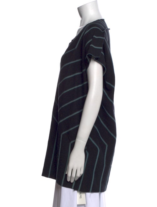 Issey Miyake Striped Scoop Neck Tunic