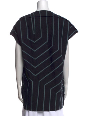 Issey Miyake Striped Scoop Neck Tunic