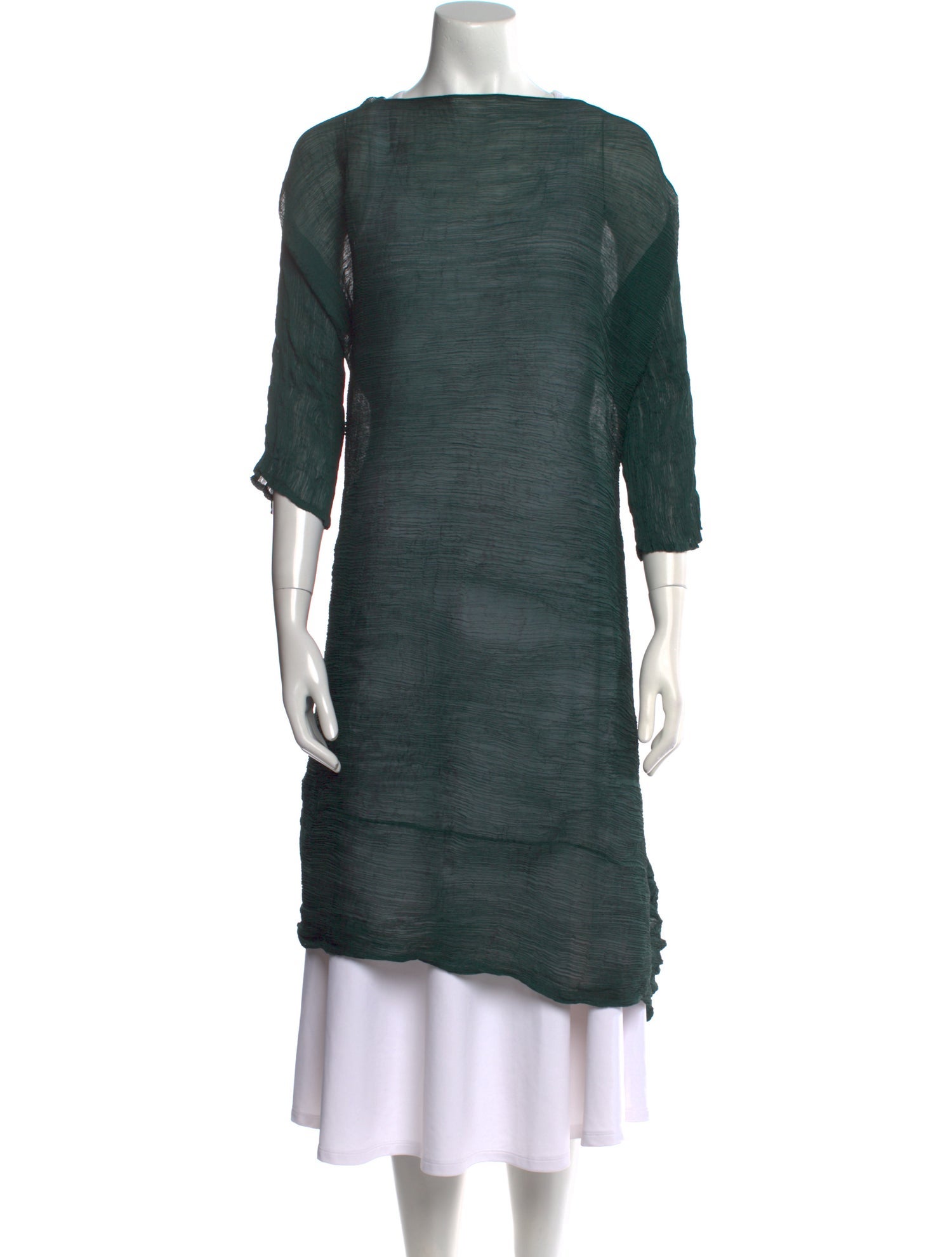 Issey Miyake Bateau Neckline Three-Quarter Sleeve Tunic