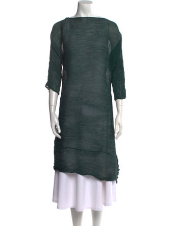 Issey Miyake Bateau Neckline Three-Quarter Sleeve Tunic