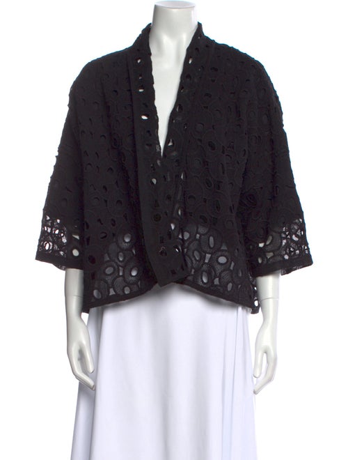 Issey Miyake V-Neck Three-Quarter Sleeve Blouse