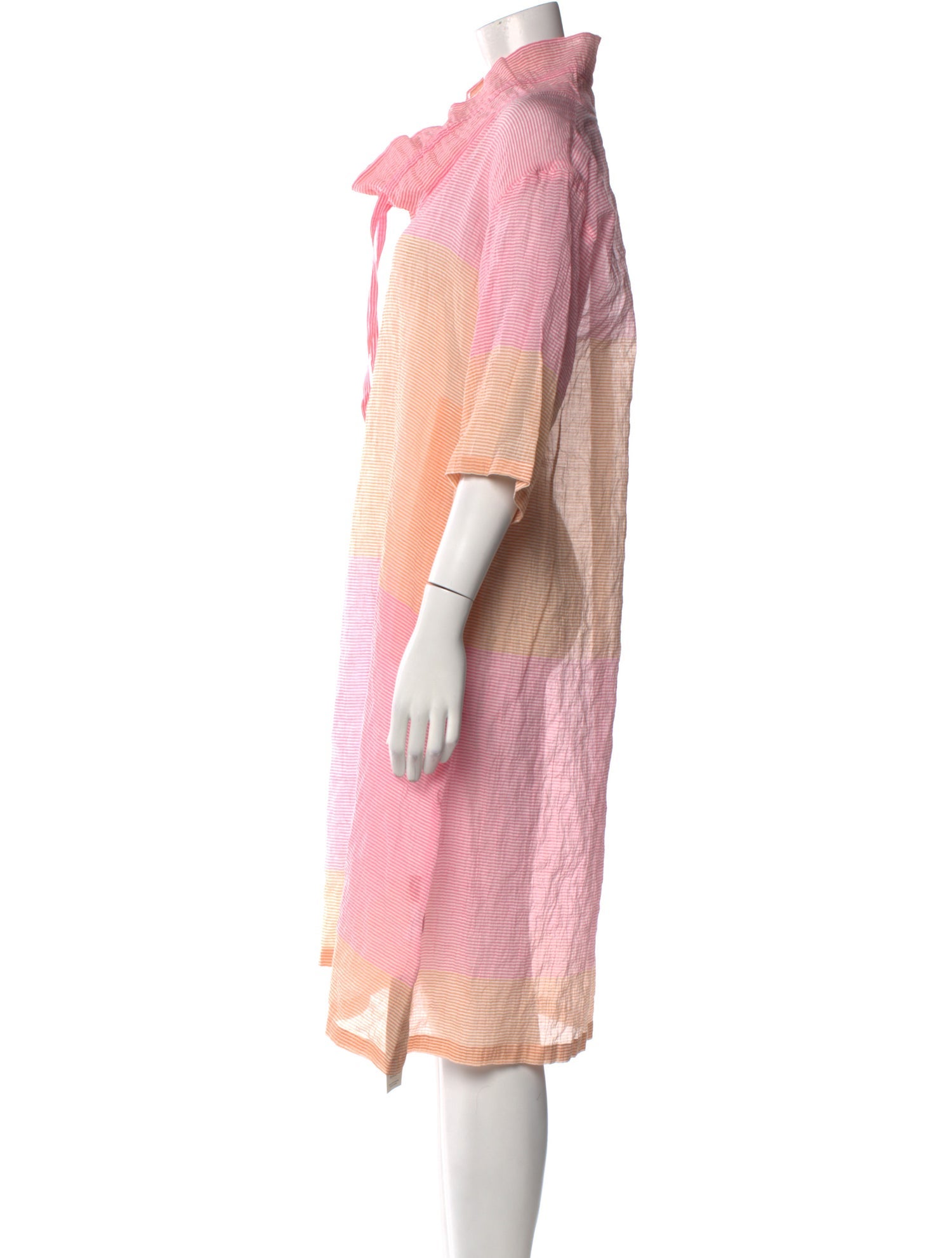 Issey Miyake Striped Midi Length Dress