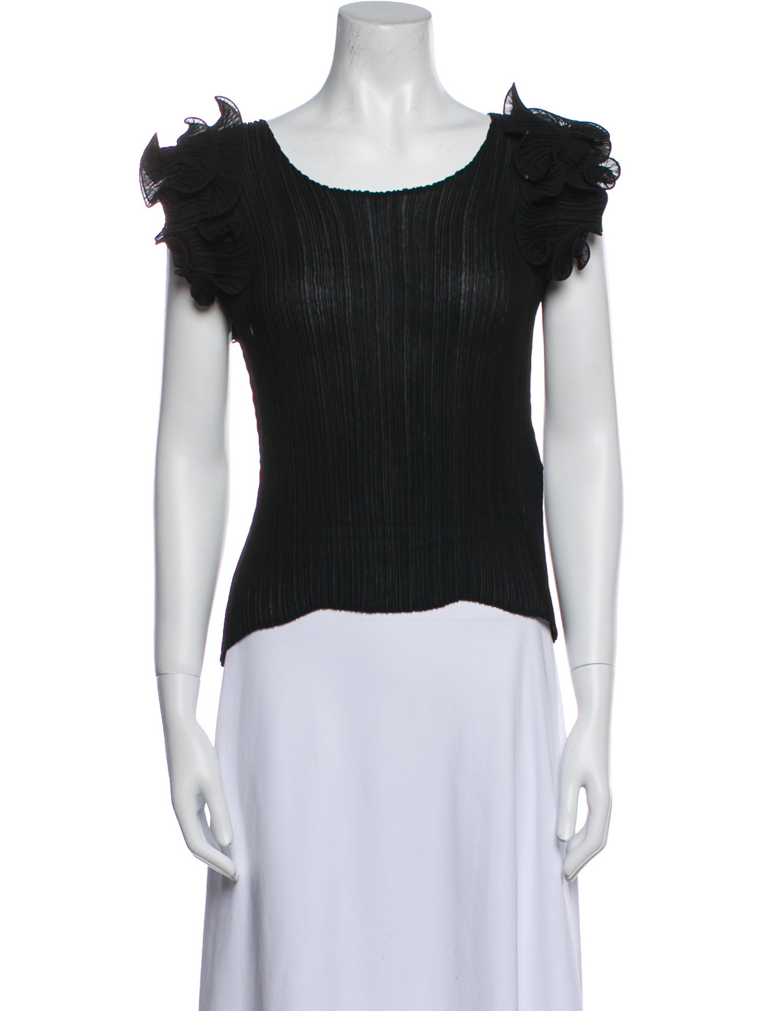 Issey Miyake Fete Scoop Neck Short Sleeve Blouse