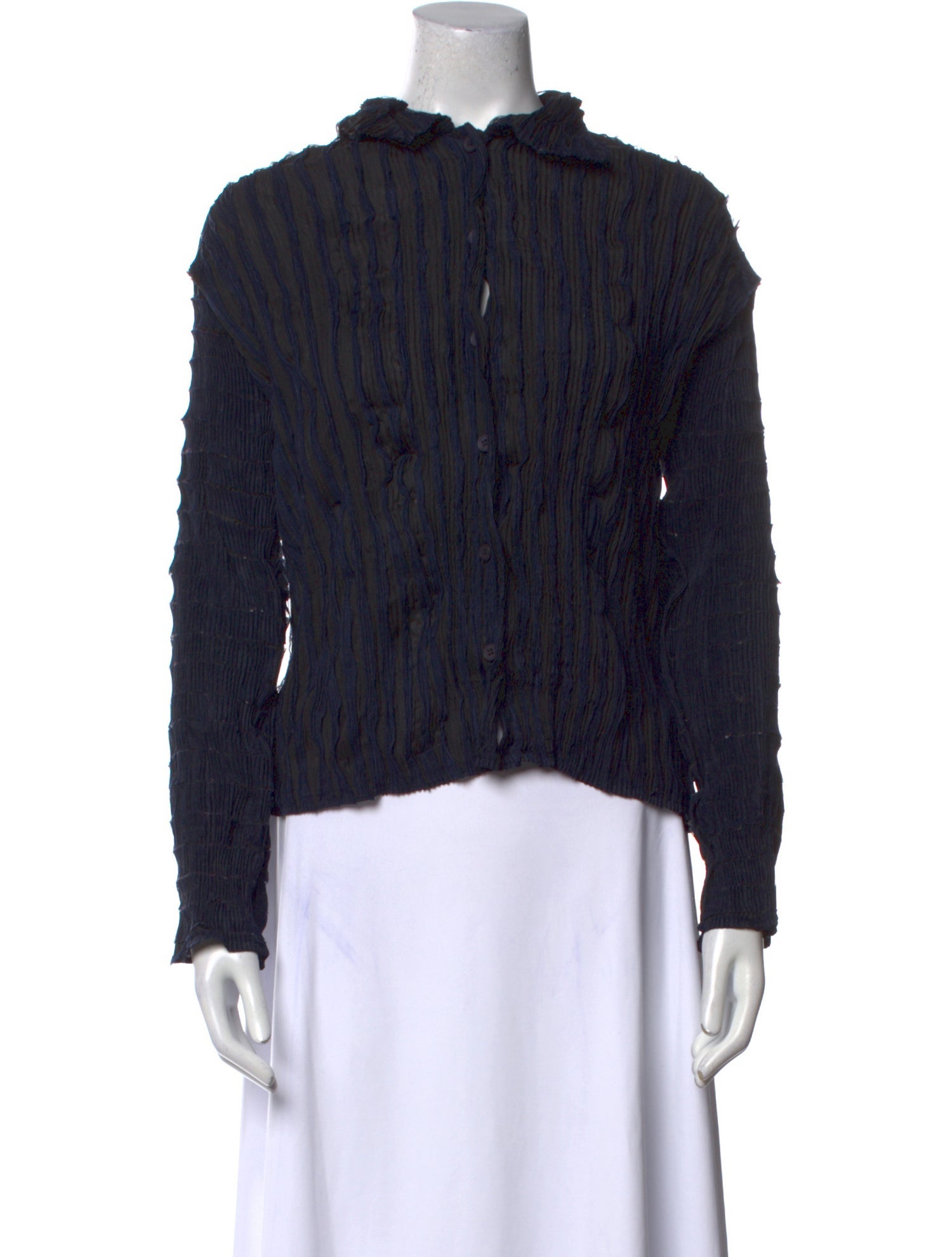 Issey Miyake Mock Neck Long Sleeve Blouse