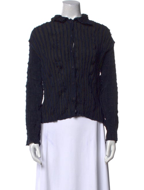 Issey Miyake Mock Neck Long Sleeve Blouse