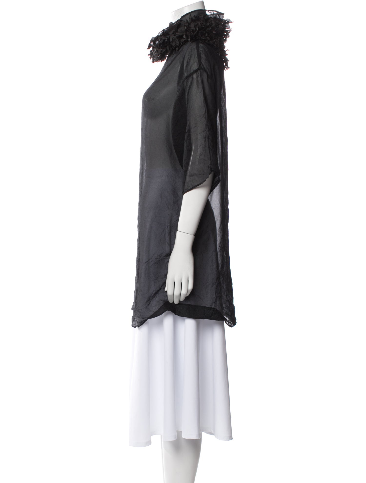 Issey Miyake Mock Neck Short Sleeve Tunic