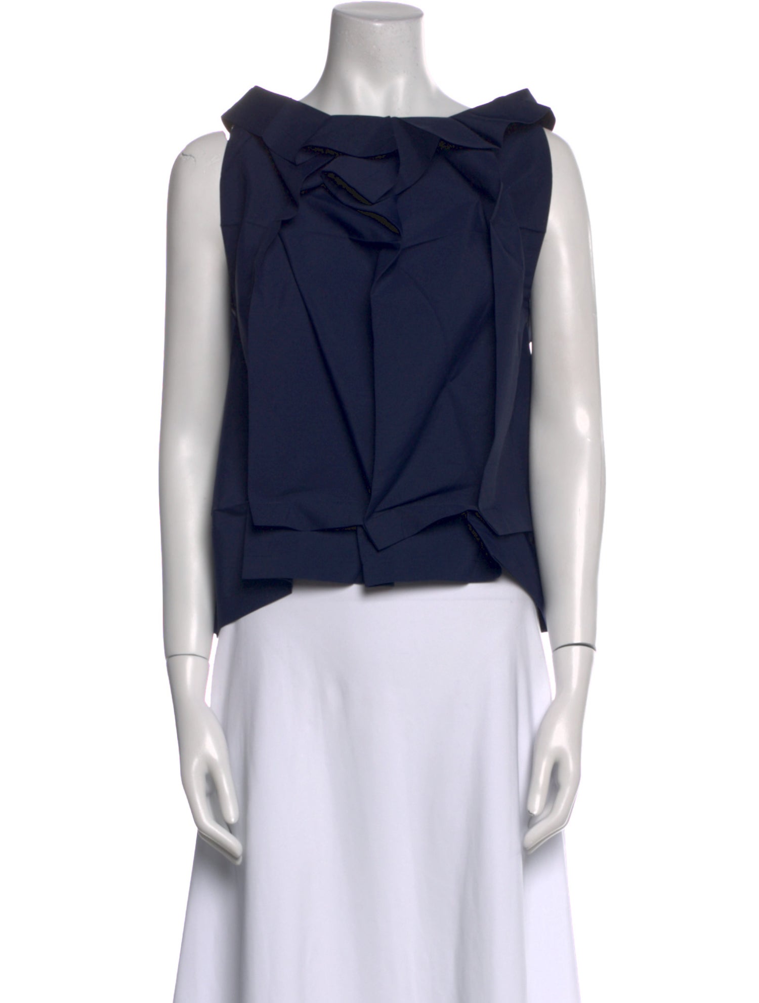 Issey Miyake Bateau Neckline Sleeveless Crop Top