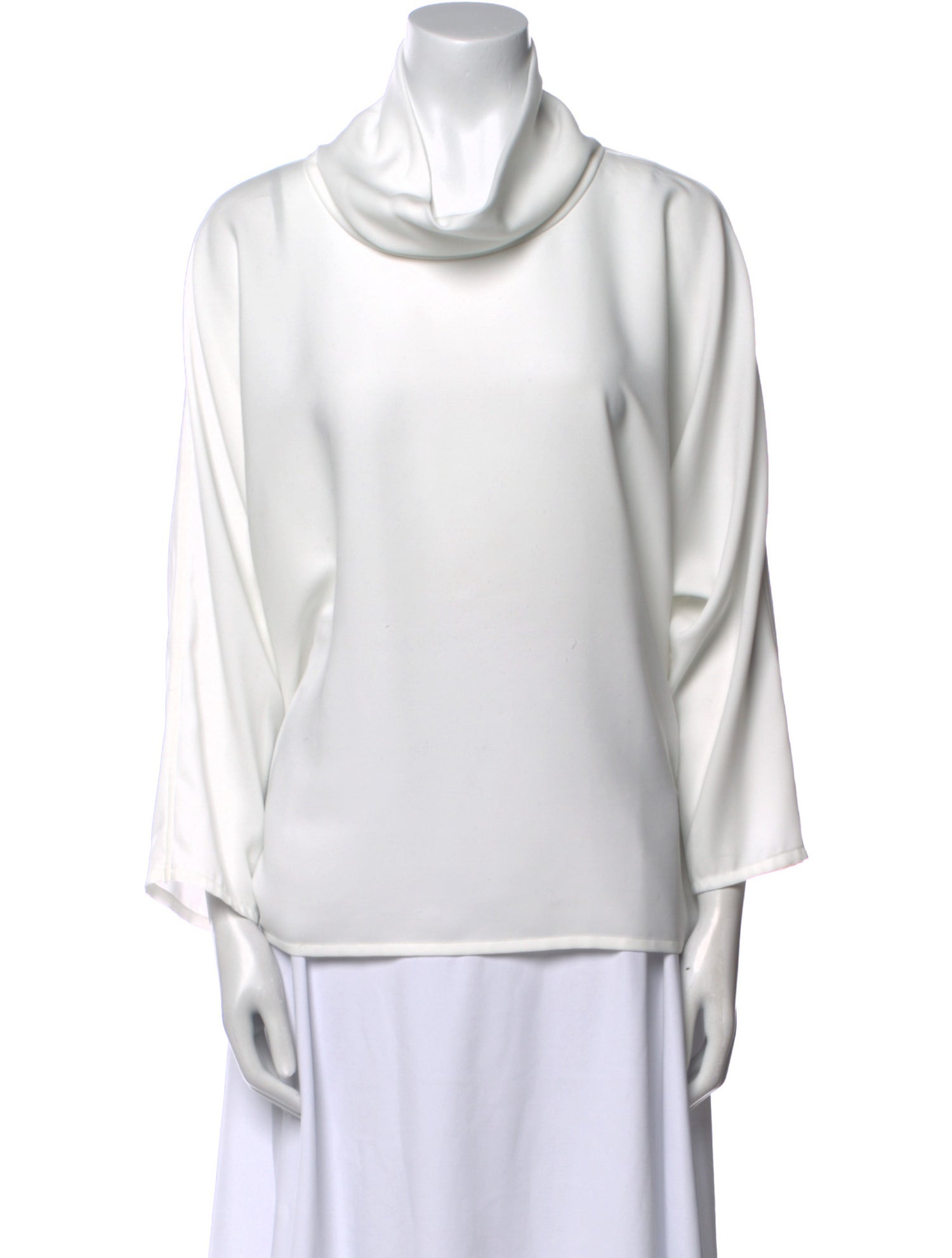 Issey Miyake Cowl Neck Three-Quarter Sleeve Blouse