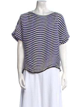 Issey Miyake Striped Scoop Neck T-Shirt