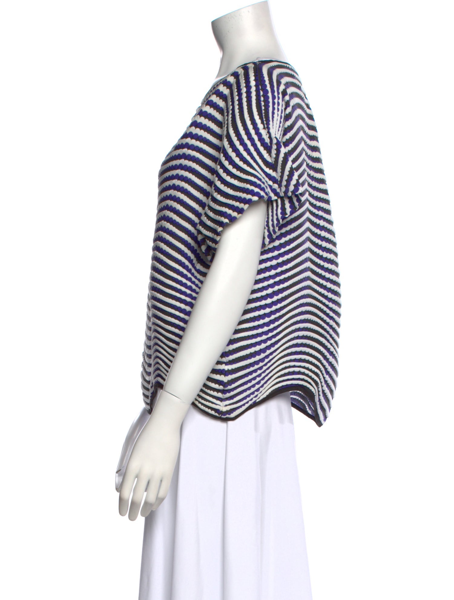 Issey Miyake Striped Scoop Neck T-Shirt
