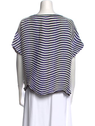 Issey Miyake Striped Scoop Neck T-Shirt