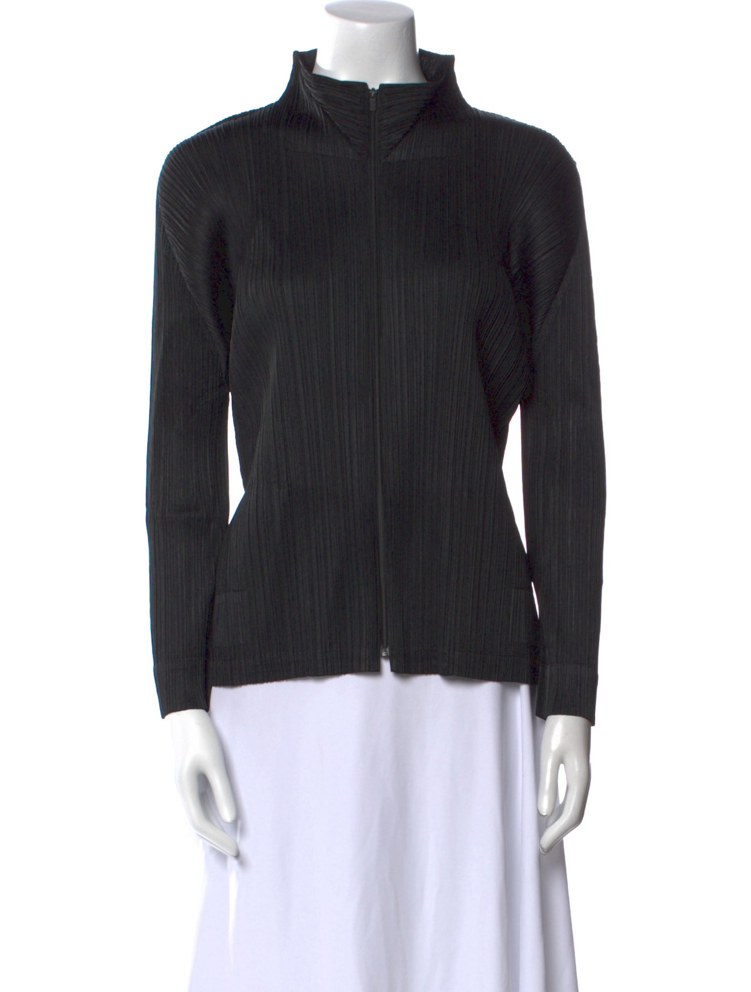 Issey Miyake Mock Neck Long Sleeve Top