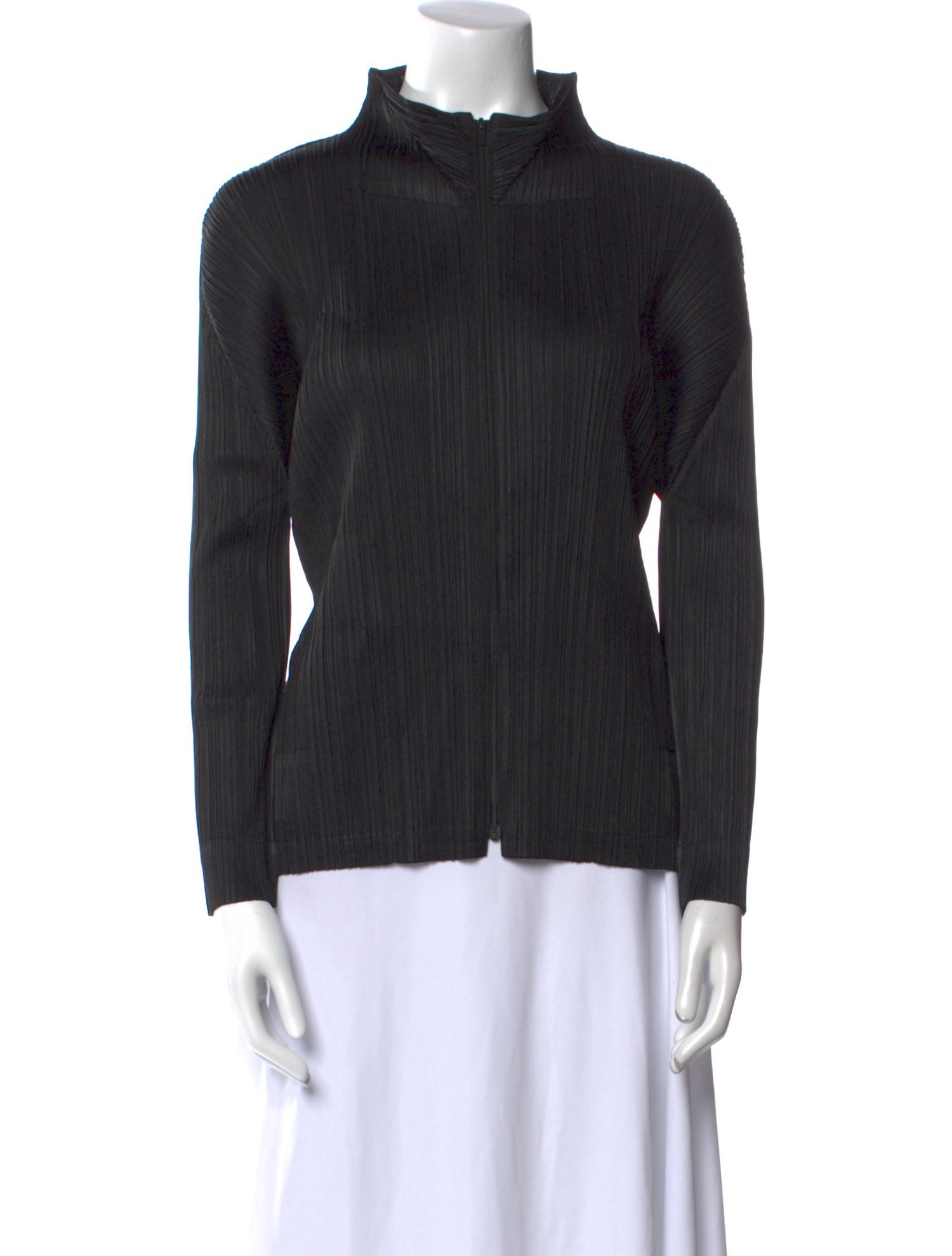 Issey Miyake Mock Neck Long Sleeve Top