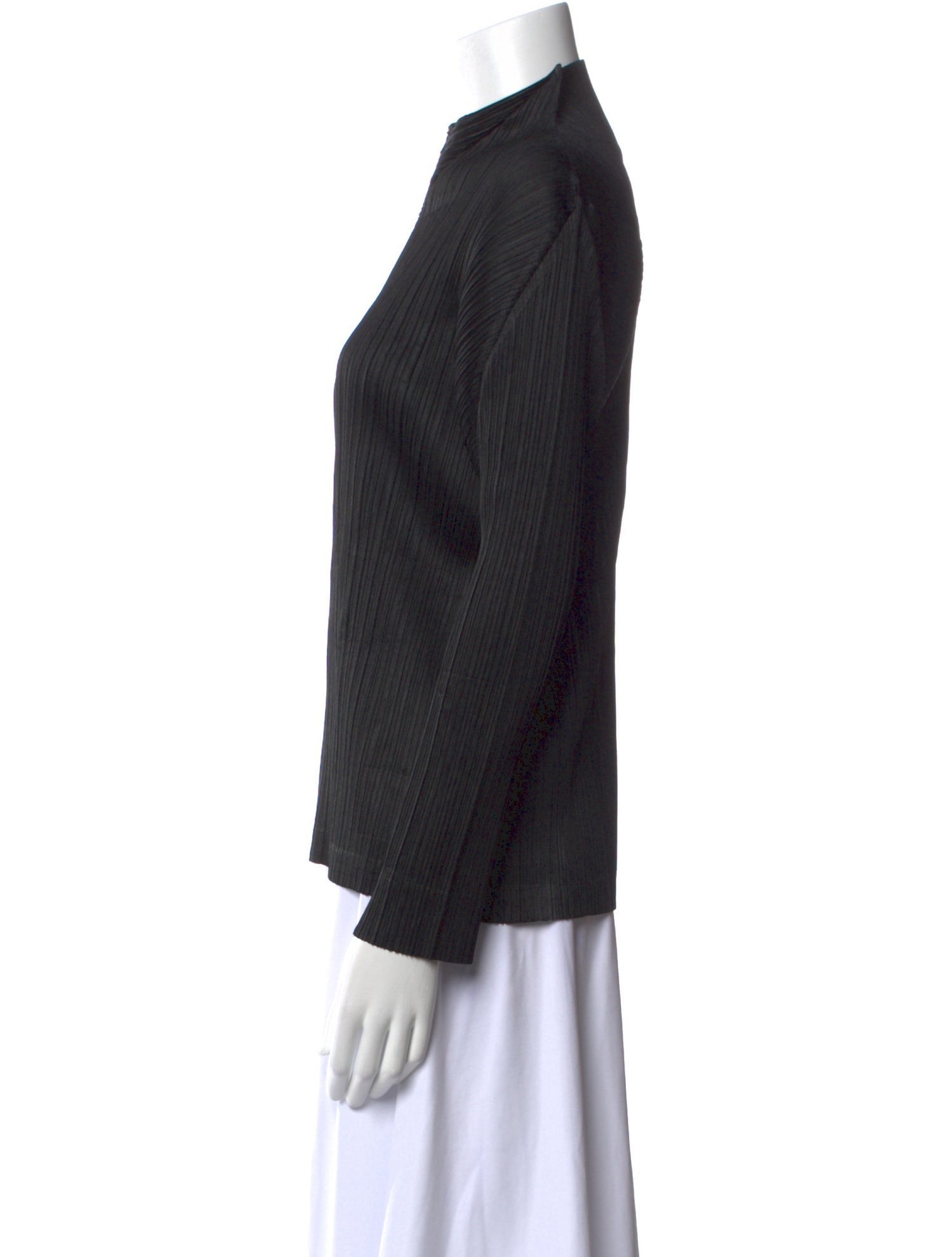 Issey Miyake Mock Neck Long Sleeve Top