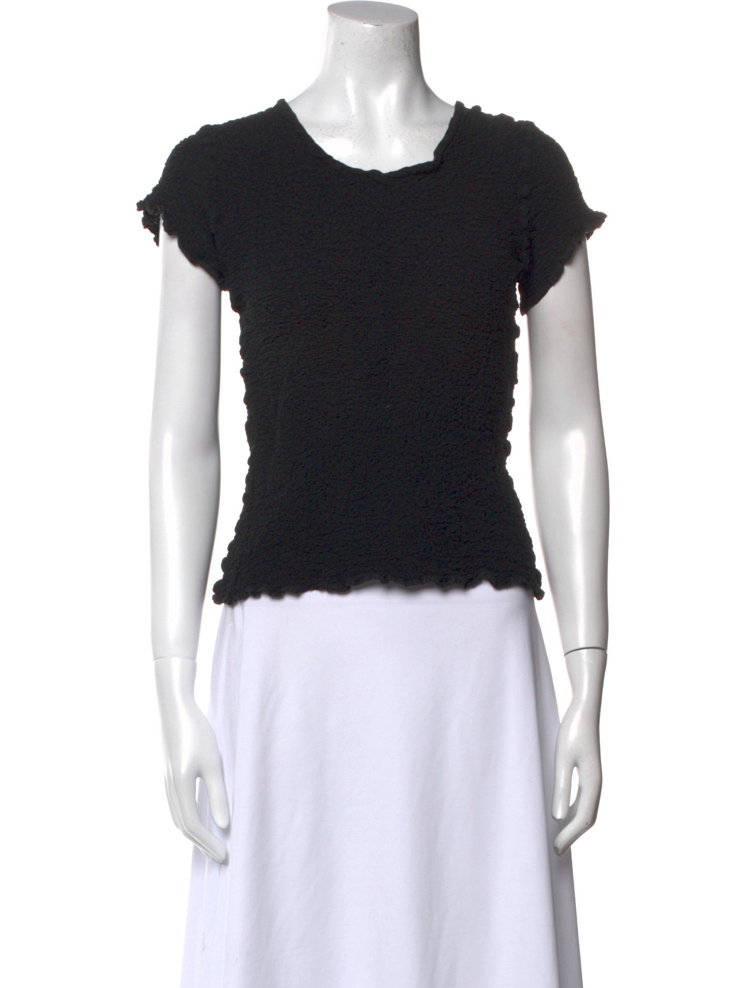 Issey Miyake Scoop Neck Short Sleeve Crop Top