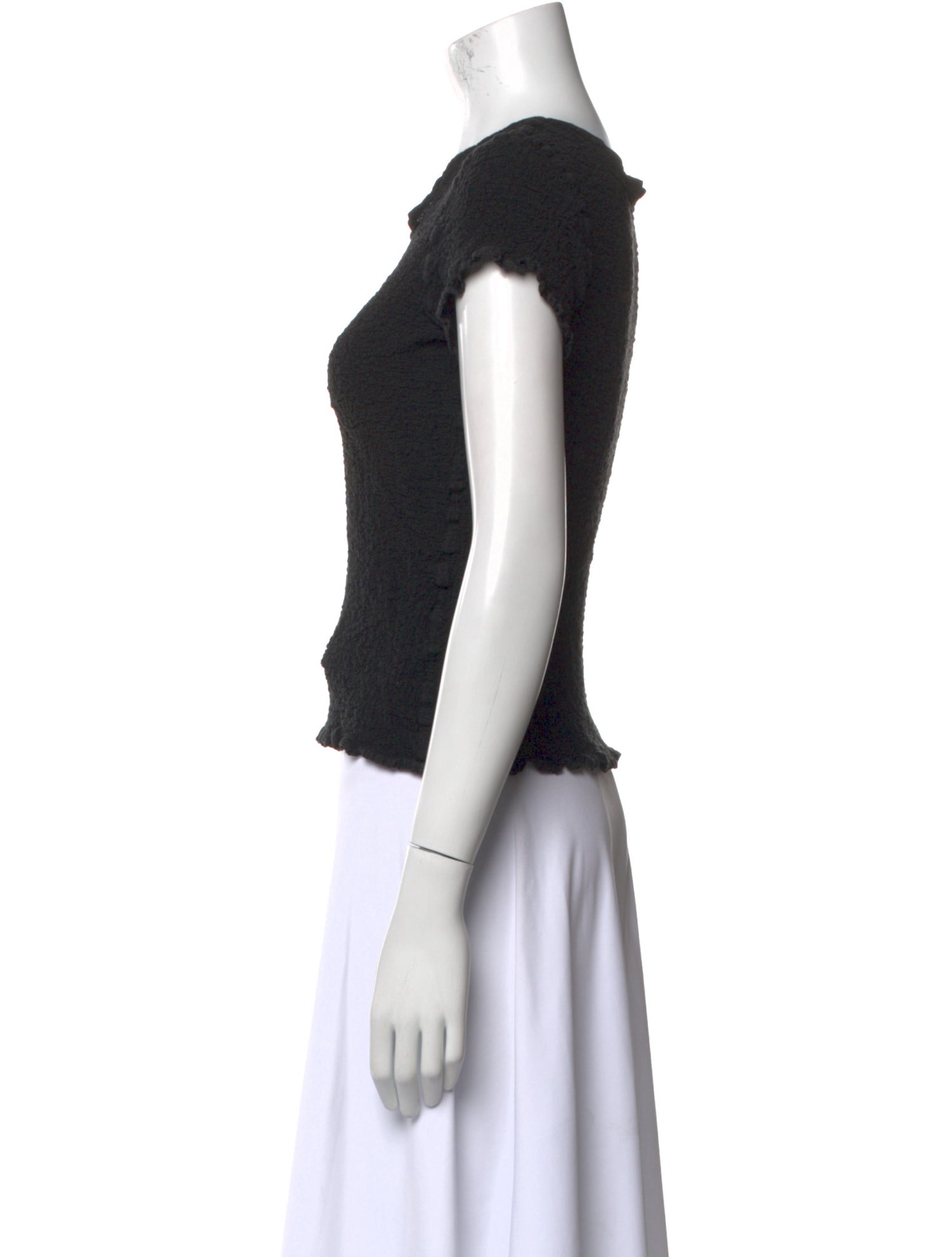 Issey Miyake Scoop Neck Short Sleeve Crop Top