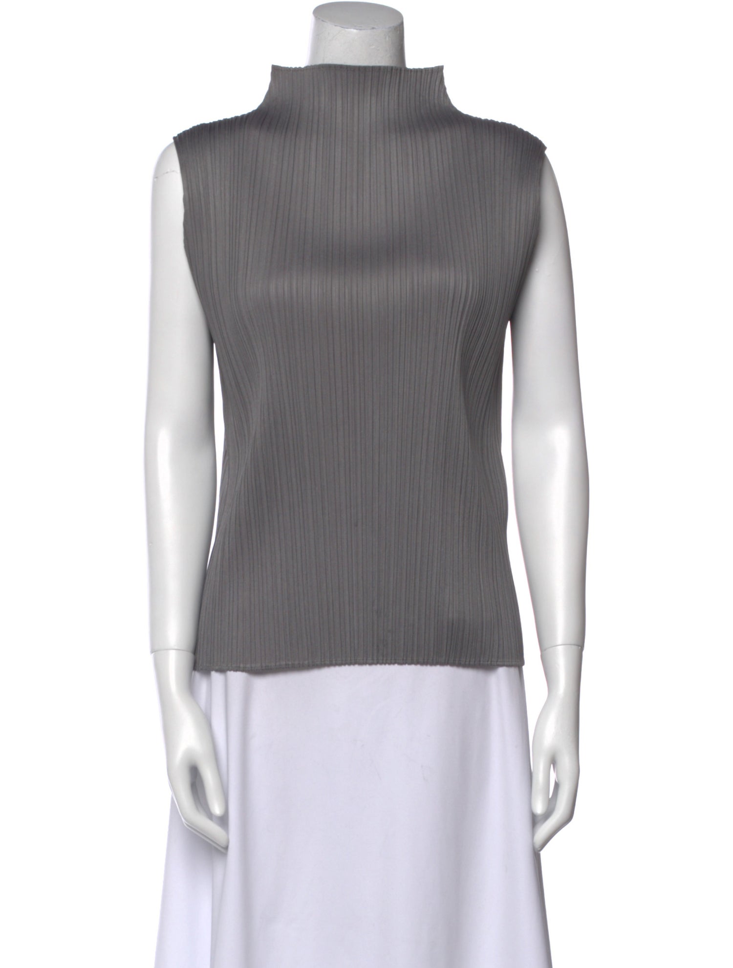 Issey Miyake Mock Neck Sleeveless Top