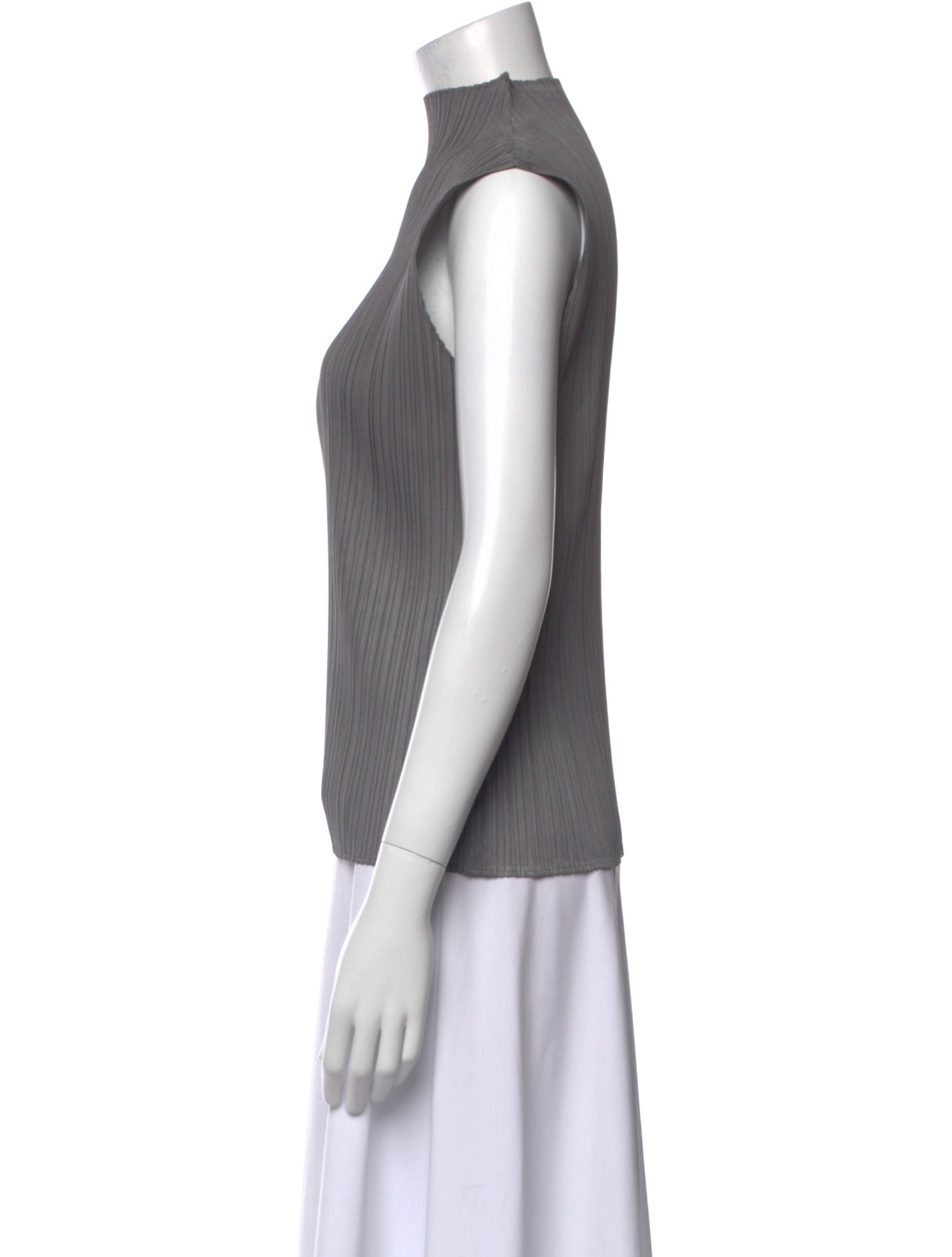Issey Miyake Mock Neck Sleeveless Top