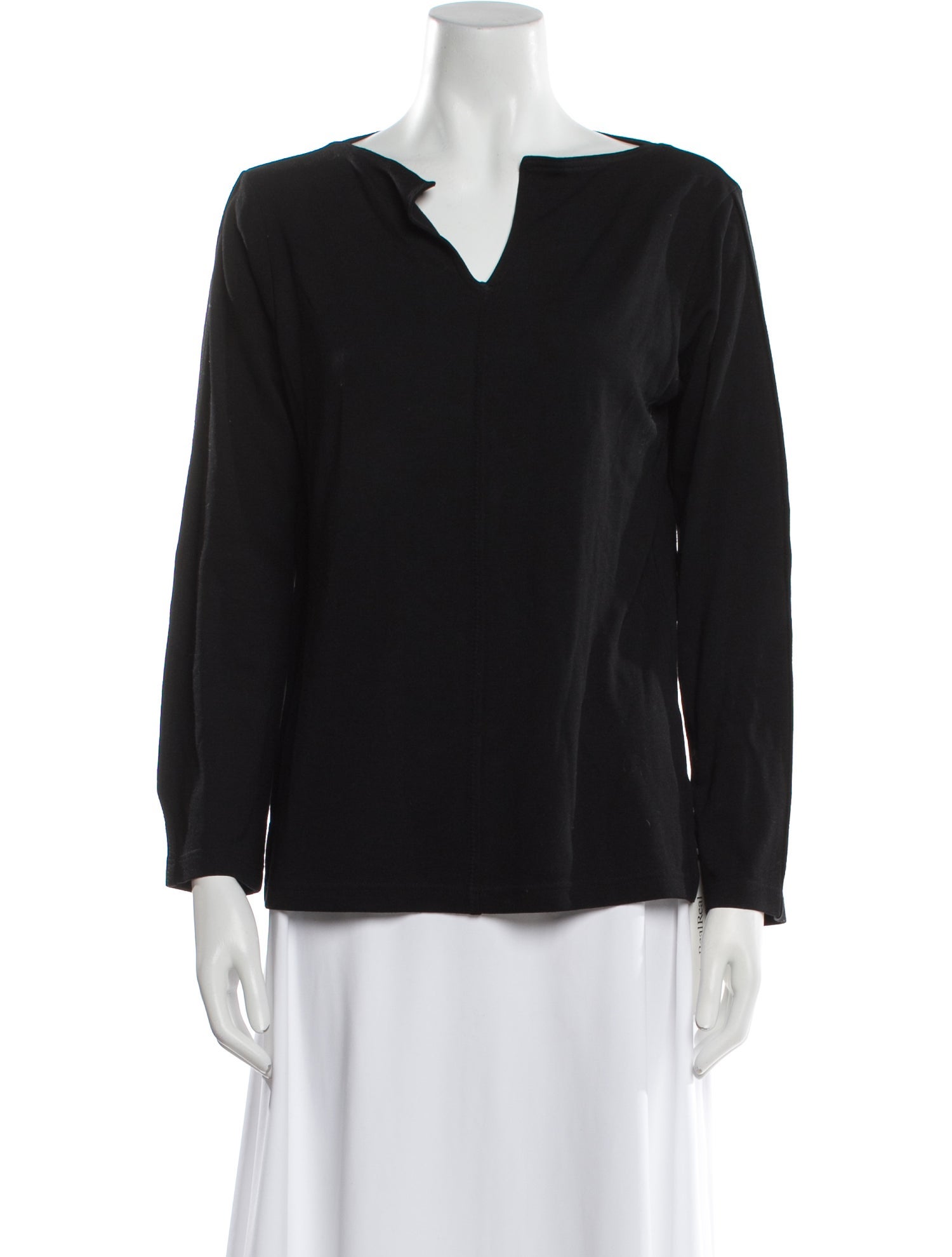 Issey Miyake V-Neck Long Sleeve Blouse
