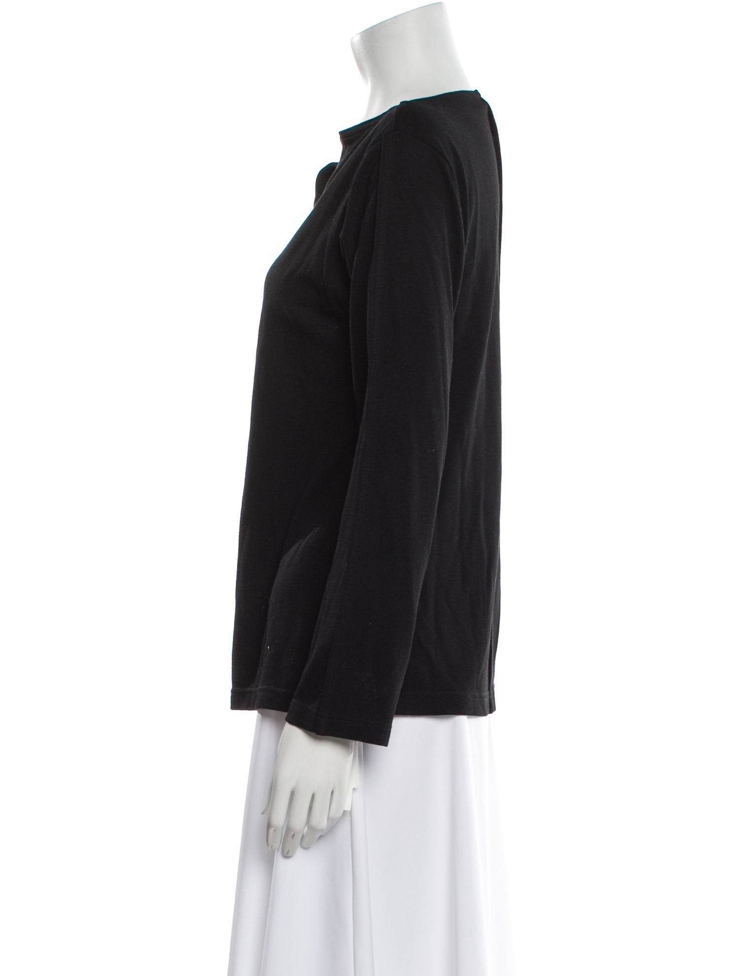 Issey Miyake V-Neck Long Sleeve Blouse
