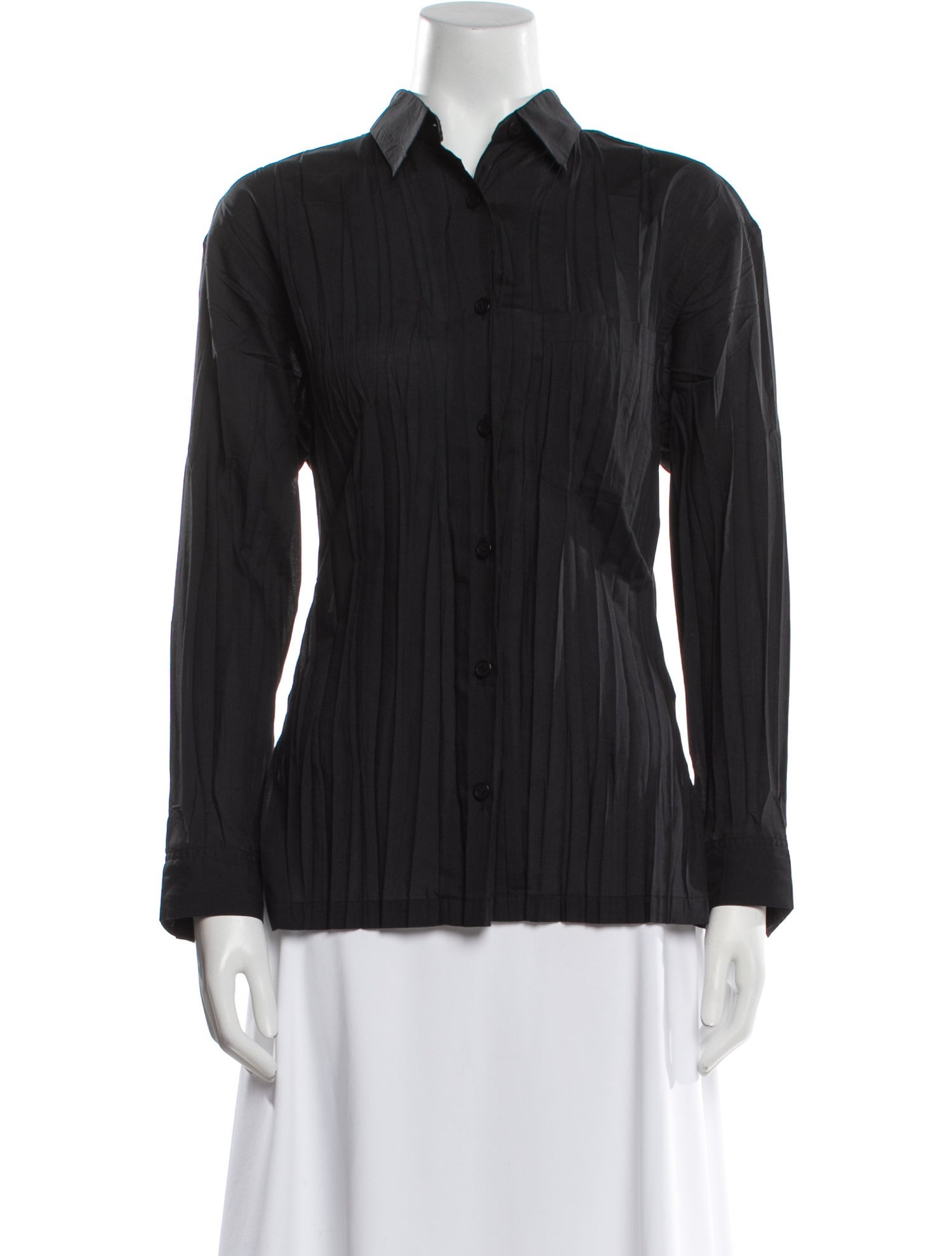 Issey Miyake Long Sleeve Button-Up Top