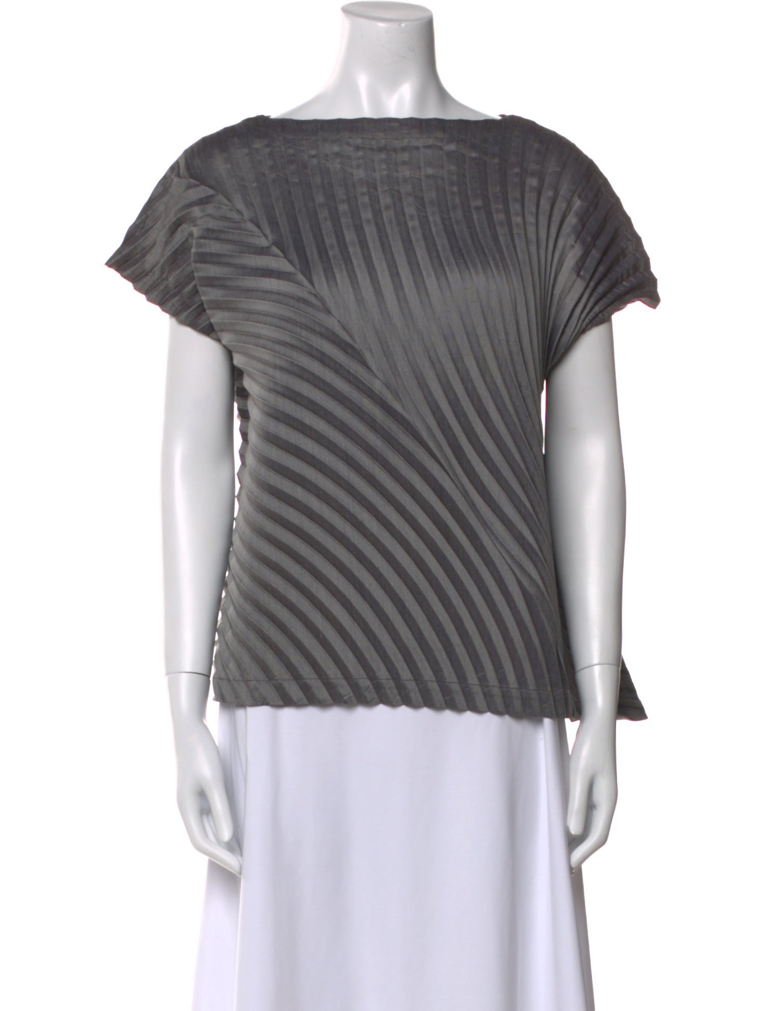 Issey Miyake Striped Bateau Neckline Top