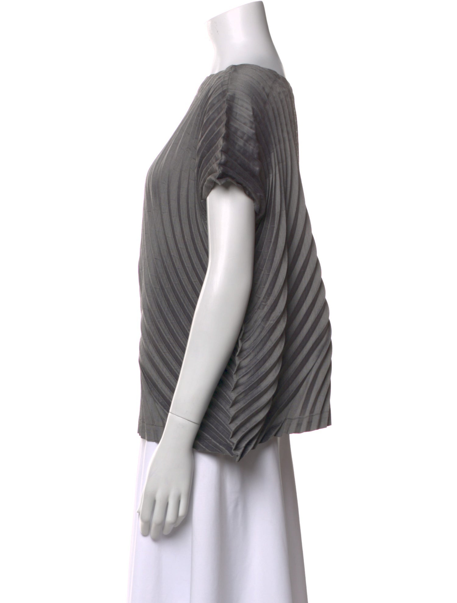 Issey Miyake Striped Bateau Neckline Top