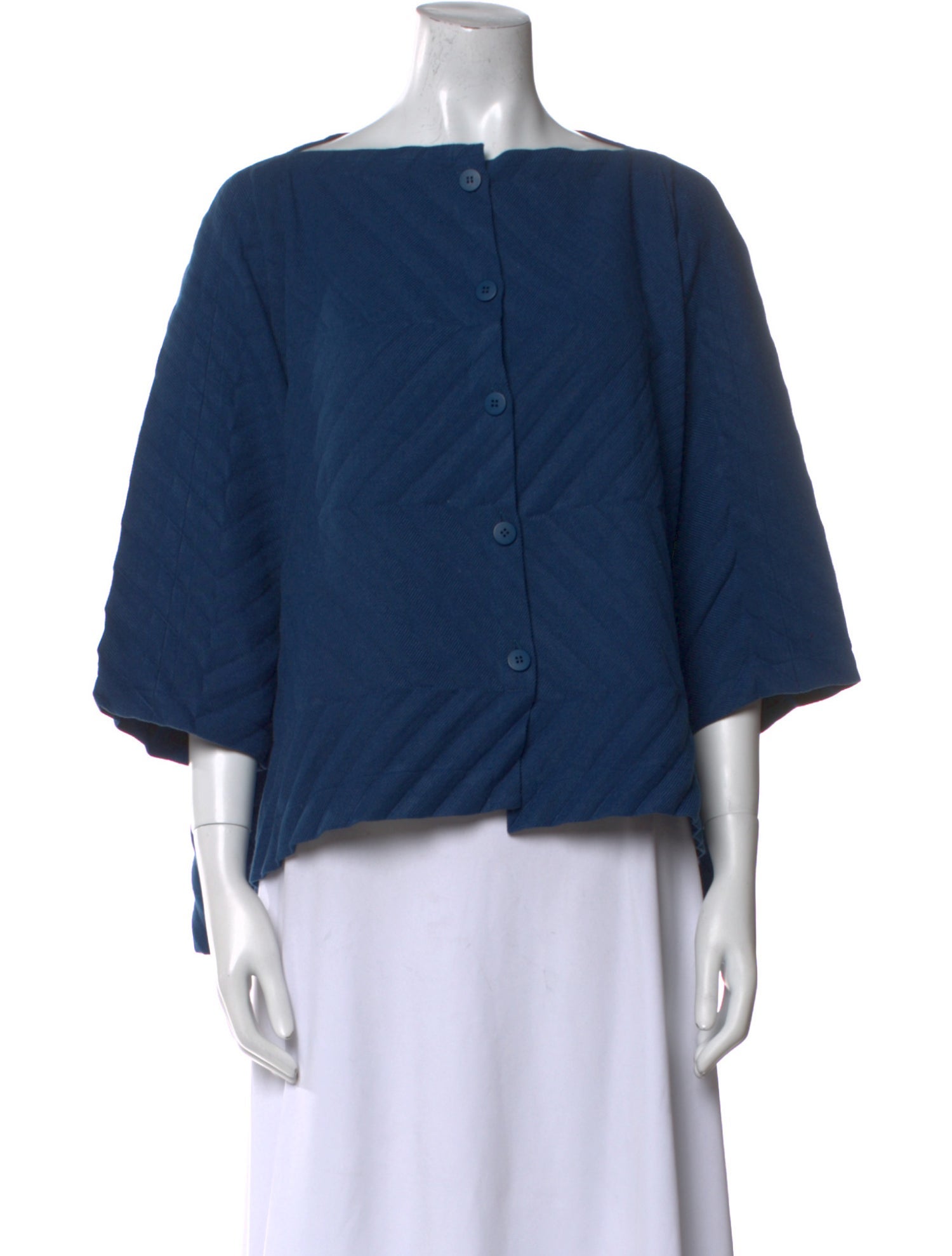 Issey Miyake Cauliflower Bateau Neckline Three-Quarter Sleeve Crop Top