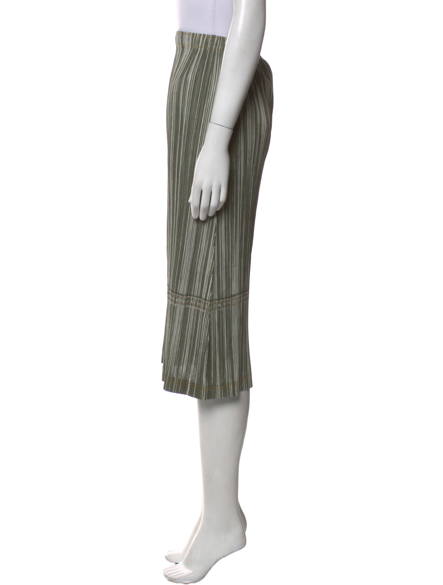 Pleats Please Issey Miyake Striped Midi Length Skirt