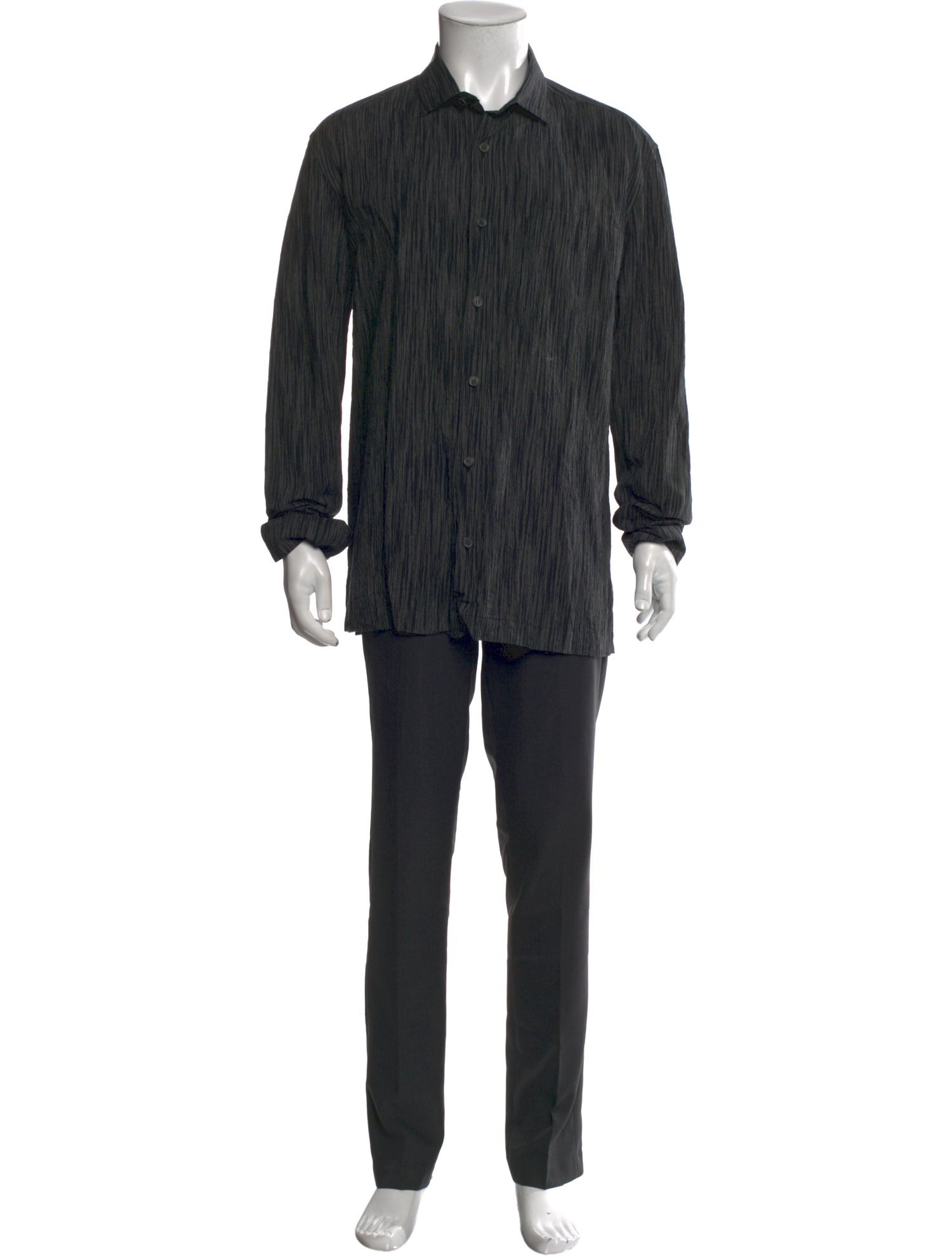 Issey Miyake Striped Long Sleeve Dress Shirt