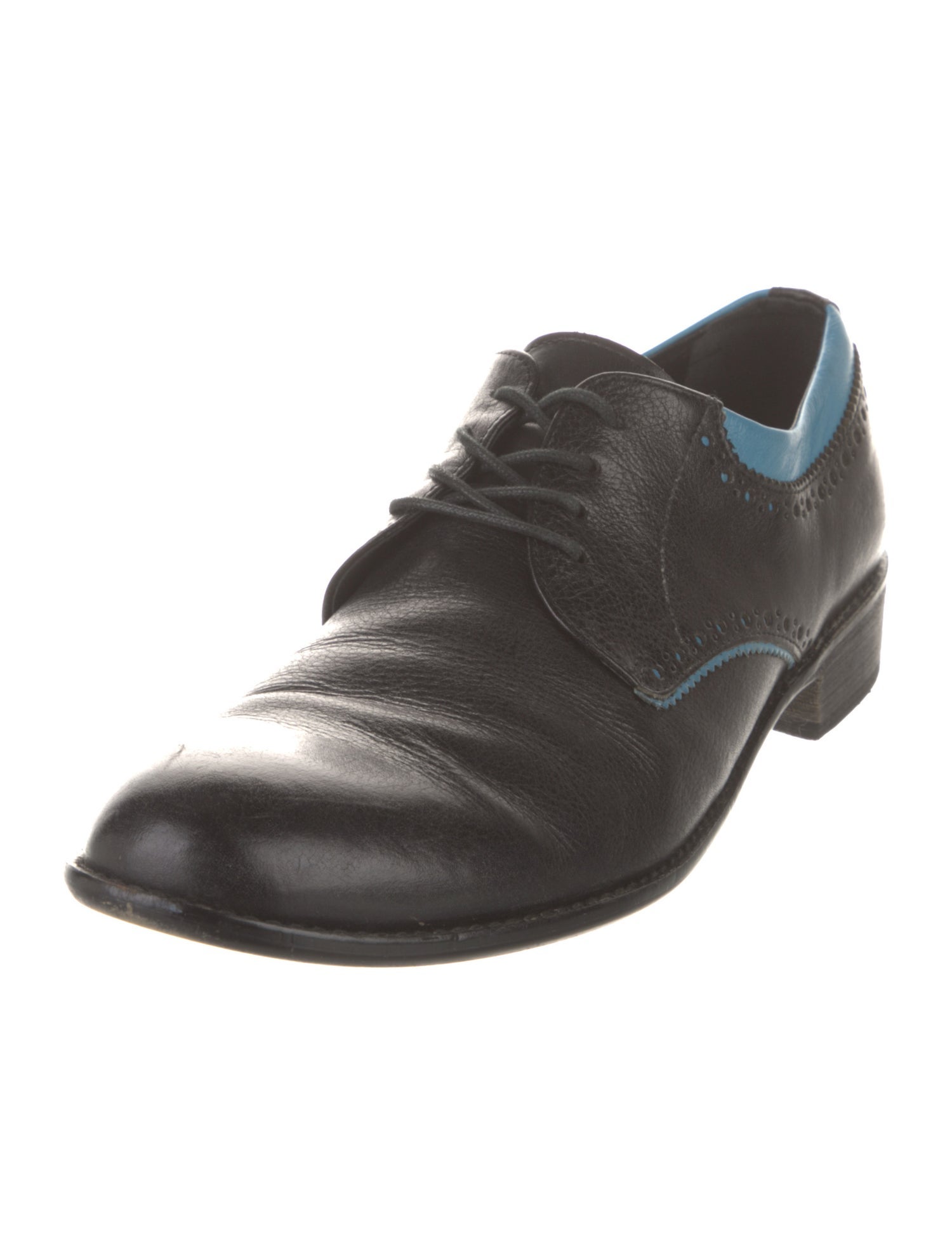Issey Miyake Leather Colorblock Pattern Derby Shoes