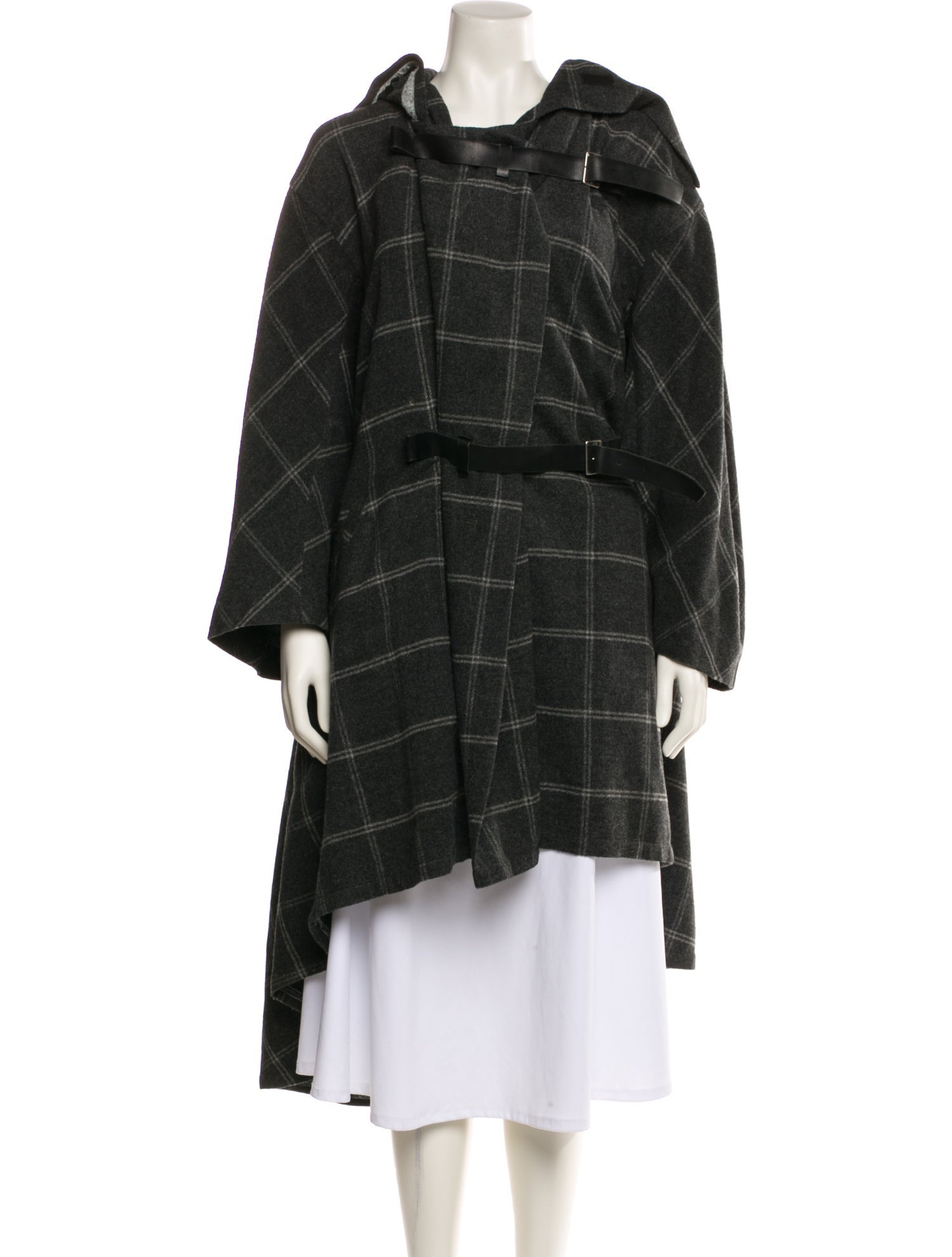 Issey Miyake Wool Plaid Print Coat - Green Coats, Clothing