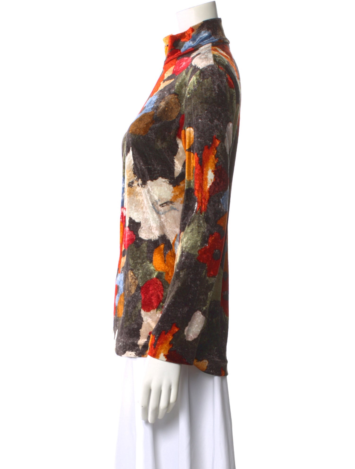 Issey Miyake Floral Print Mock Neck Top